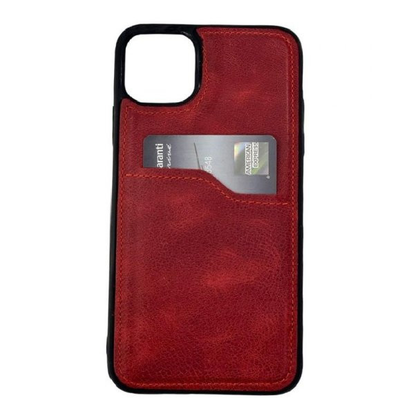 TahTicMer   Apple iPhone 11 Pro Max Kılıf Eskitme Deri Arka Kapak Hakiki Deri El Yapımı Kredi Kartı Bölmeli