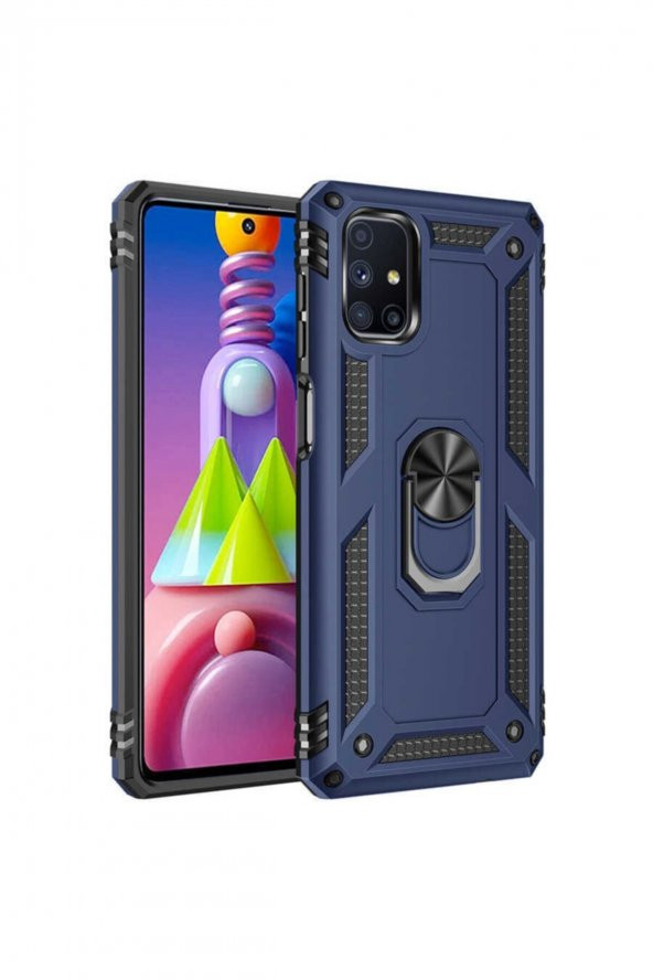 TahTicMer   Samsung A51 Kılıf Çift Katmanlı Yüzüklü Manyetik Vega Araç Tutucu Destekli Zırhlı Tank Kapak - 1