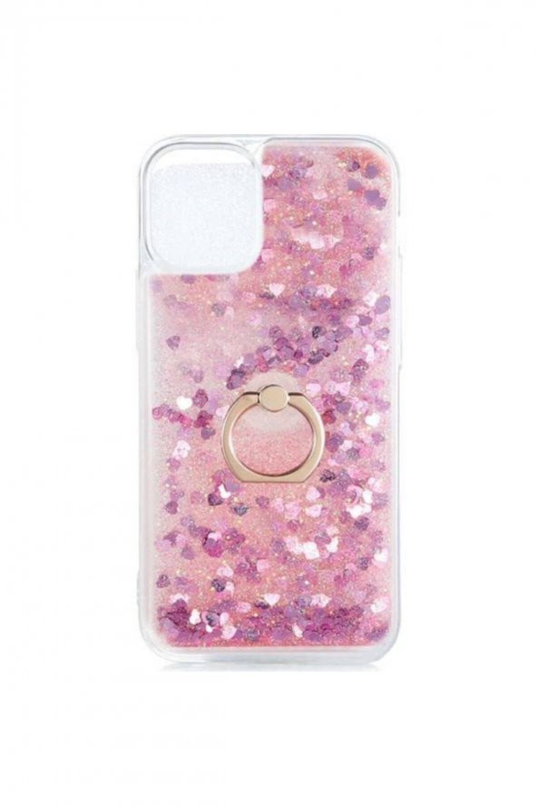 TahTicMer   Xiaomi Redmi 9A Kılıf Simli Pullu Sulu Yüzüklü Standlı Silikon Milce Kapak Lüks Tpu