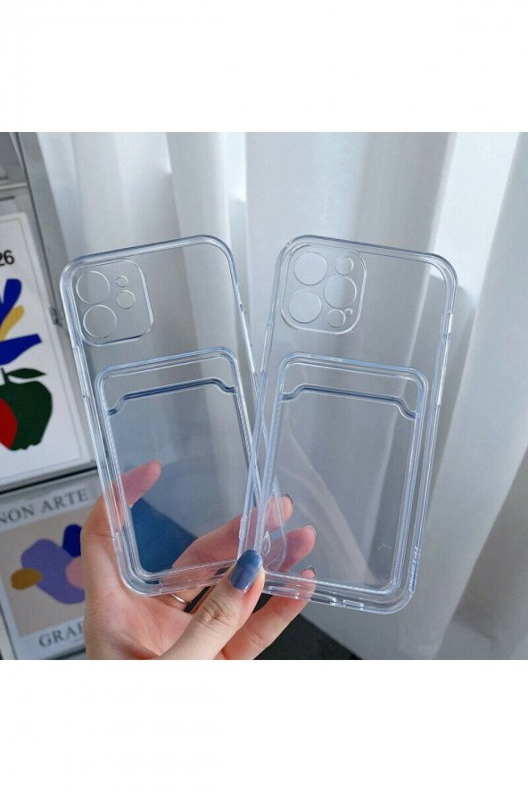 TahTicMer   Apple iPhone 13 Pro Max Kılıf Silikon şeffaf Kredi Kartlık Bölmeli Antişok Dört Köşe Darbe Korumalı - 2