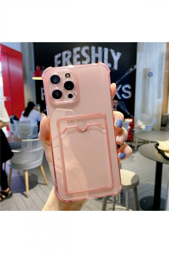 TahTicMer   Xiaomi Redmi 9C Kılıf Silikon şeffaf Kredi Kartlık Bölmeli Antişok Dört Köşe Darbe Korumalı - 1
