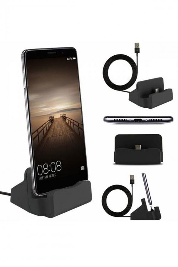 TahTicMer   Huawei Enjoy 9 Plus Micro Usb Masaüstü Dock Şarj Kablosu Cihazı USB Stand