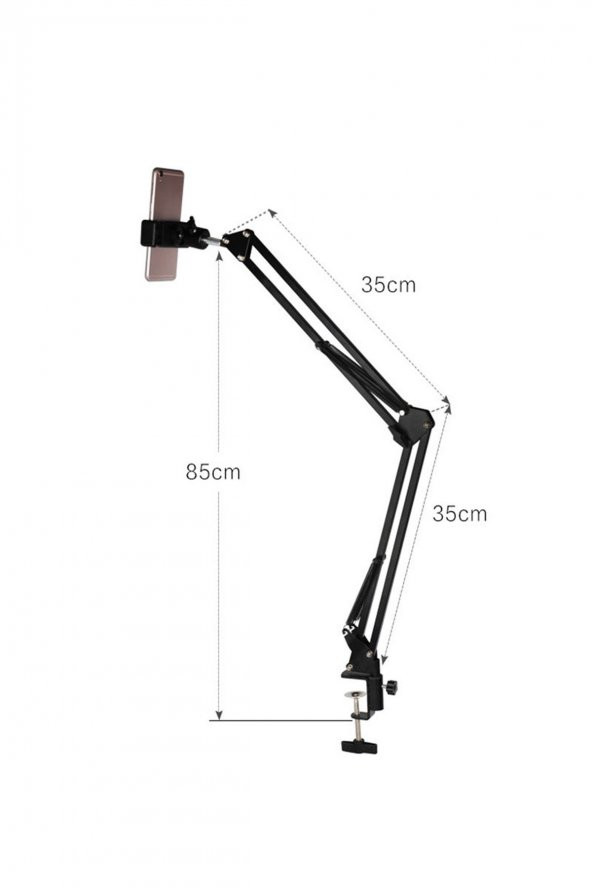 TahTicMer   Tablet - Telefon Standı Ayarlanabilir Masaüstü Süspansiyonlu Metal Yapı Masa Tutuculu Yayıncı Standı - 3