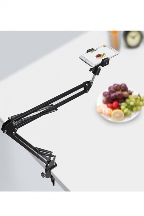 TahTicMer   Tablet - Telefon Standı Ayarlanabilir Masaüstü Süspansiyonlu Metal Yapı Masa Tutuculu Yayıncı Standı - 4