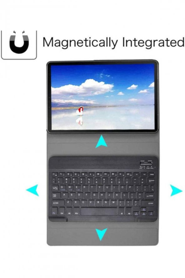 TahTicMer   Apple iPad 7. Nesil A2197 A2200 A2198 10.2 inç Kablosuz Klavyeli Mıknatıslı Kılıf Standlı Kapak - 4