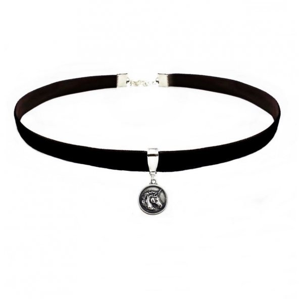 Siyah Renk Kadife Unicor - Tek Boynuzlu At - Choker Kolye - 3