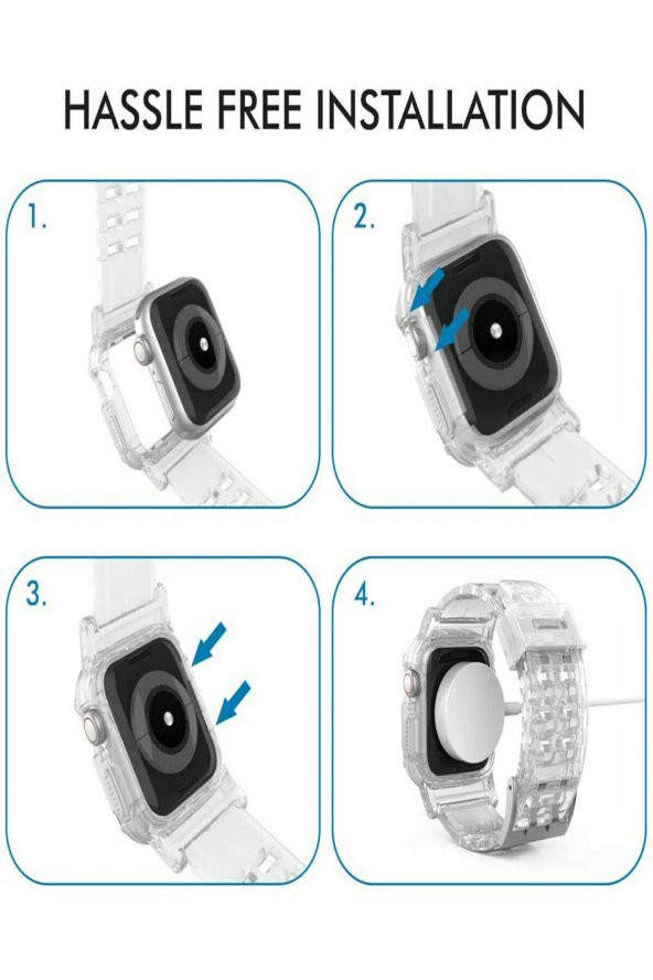 TahTicMer   Apple Watch 38 mm 360 Şeffaf Korumalı Kayış Kordon - 2
