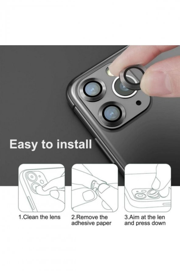 TahTicMer Apple iphone 11 Pro Kamera Lens Koruyucu Kırılmaz Metal çerçeveli Kamera Lens Koruma - 2