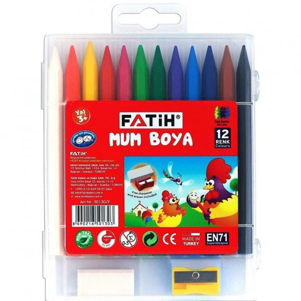 Fatih Mum Pastel Boya Polymer Crayons 12 Renk 50130/F ürün görseli