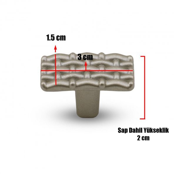 Hasır Düğme Çekmece Dolap Kapak Kulpu Kulbu Saten Metal Kulp - Resim 3