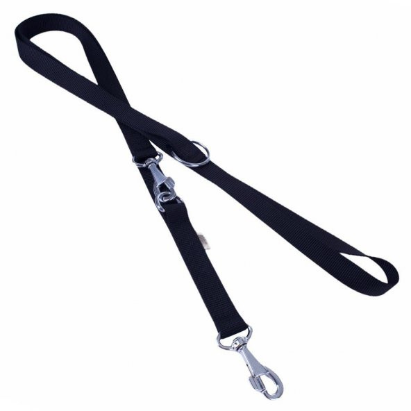 Doggie Dokuma Ayarlanabilir Özellikli Köpek Gezdirme Kayışı M 2x120-200cm Siyah* - 2