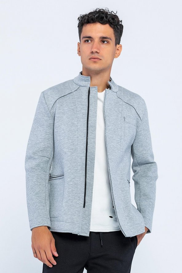 CEKMON Erkek Regular Fit Fermuarlı Cepli Blazer Rahat Spor Ceket - 6