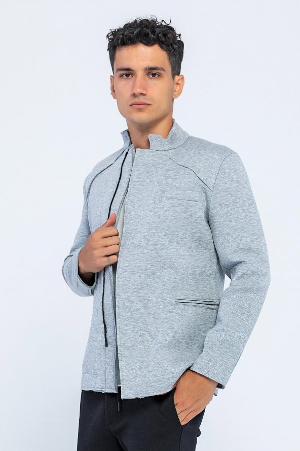 CEKMON Erkek Regular Fit Fermuarlı Cepli Blazer Rahat Spor Ceket - 7