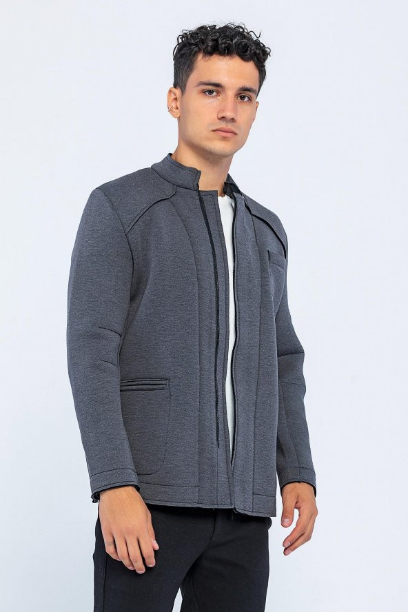 CEKMON Erkek Regular Fit Fermuarlı Cepli Blazer Rahat Spor Ceket - 9
