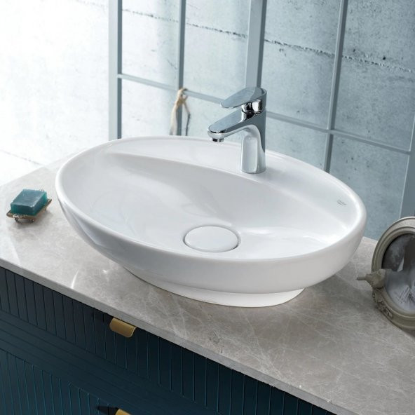 Turkuaz Cerastyle Lal C Serisi Tezgah Üstü Lavabo 60x45,5 Cm - 2