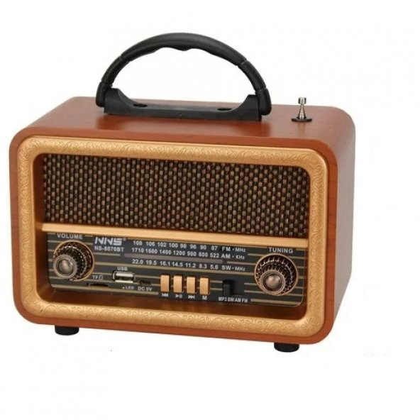 Nostaljik Ahşap Radyo Bluetootlu Usb Sd Mp3 Ns-8070BT