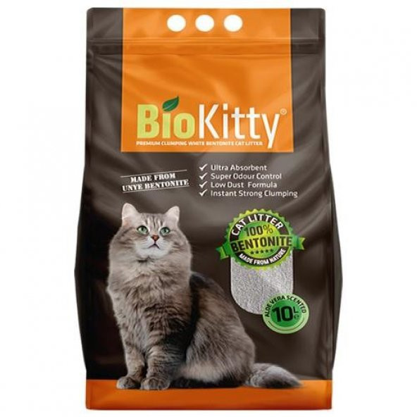 BioKitty Aloe Vera Kokulu Doğal İnce Taneli Topaklanan Kum 10 Lt*