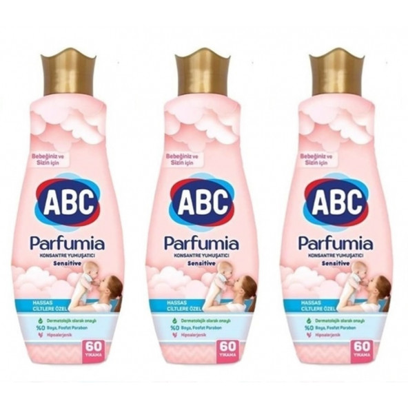 ABC Konsantre Yumuşatıcı Parfumıa Sensıtıve 1440 ml 3 Adet