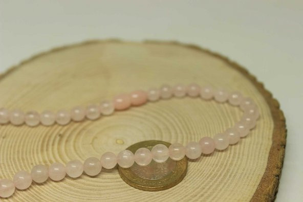 Pembe Kuvars Taşı Kolye 6mm (Klipsli) - 2
