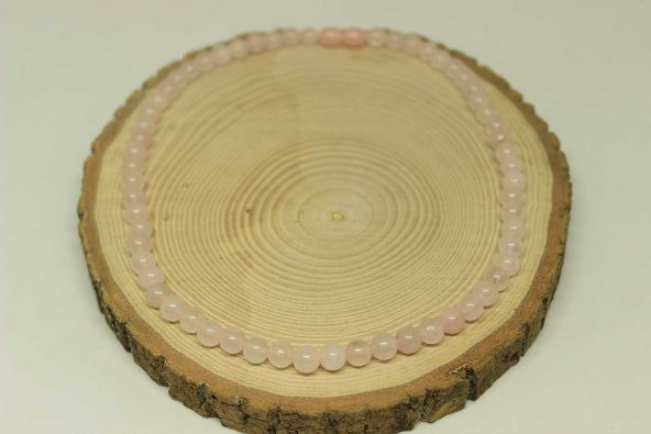 Pembe Kuvars Taşı Kolye 6mm (Klipsli) - 3