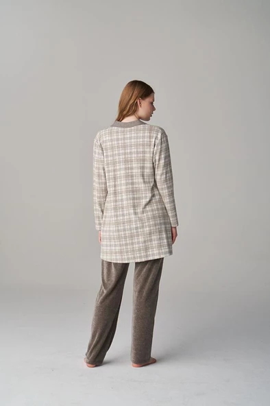 Feyza Pijama 4623 Antrasit Elan  3Lü Hamile Lohusa Pijama Sabahlık Tk - 3