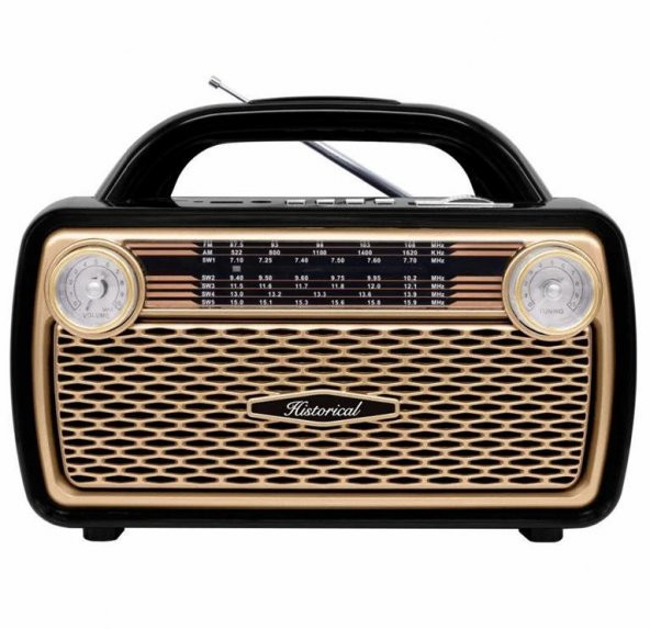 Simex Historical FM Radyo/ Bluetooth Hoparlör Gold
