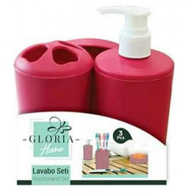 Gloria Home Plastik Lavabo Seti 3lü Kırmızı
