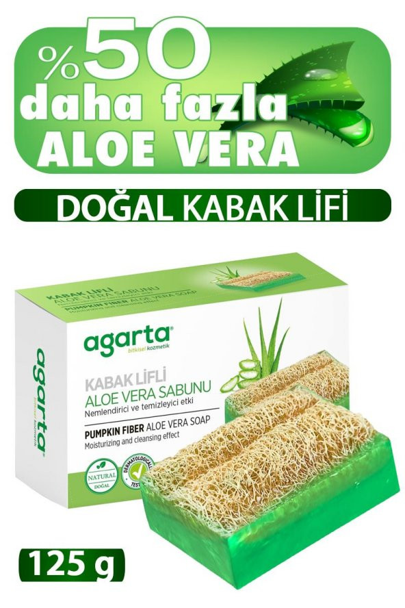 Doğal Kabak Lifli El Yapımı Aloe Vera Sabunu 125g - 2