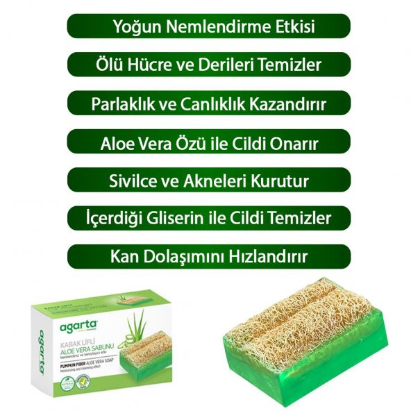 Doğal Kabak Lifli El Yapımı Aloe Vera Sabunu 125g - 3