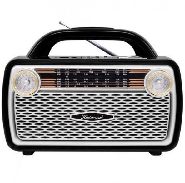 Simex Historical FM Radyo/Bluetooth Hoparlör Gümüş
