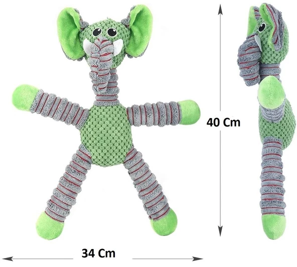 Fil Figürlü Peluş Öten Köpek Oyuncağı 40 Cm - Resim 3