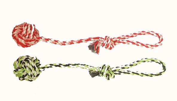 Düğümlü Renkli Diş İpi Köpek Oyuncağı 35 cm - Resim 3