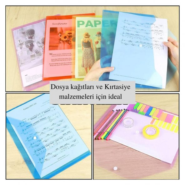 A4 Çıtçıtlı Kırmızı Şeffaf Renkli Zarf Dosya 1 Adet Artlantis Çıt Çıtlı Dosya 1 Adet - 2