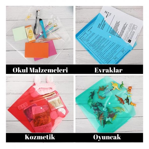 A4 Çıtçıtlı Mavi Şeffaf Renkli Zarf Dosya 1 Adet Artlantis Çıt Çıtlı Dosya 1 Adet - 2