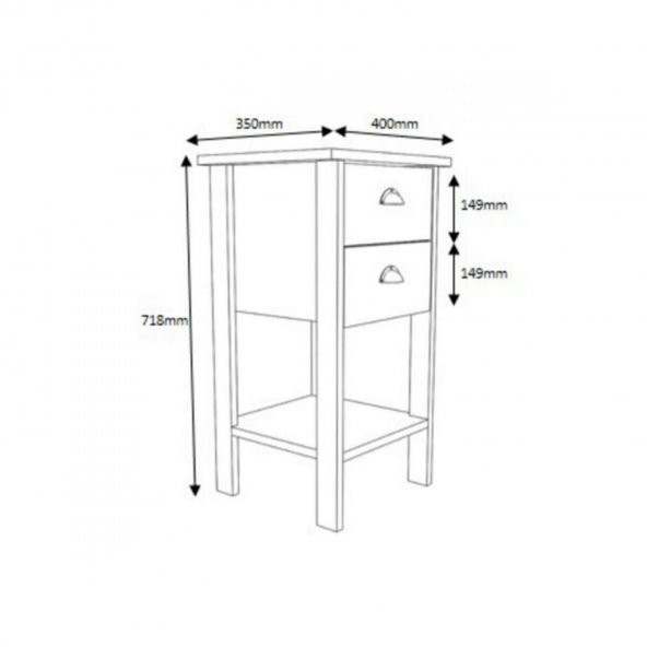Ünüvar Konsept Retro Komodin Beyaz Antrasit Kulp - Resim 7