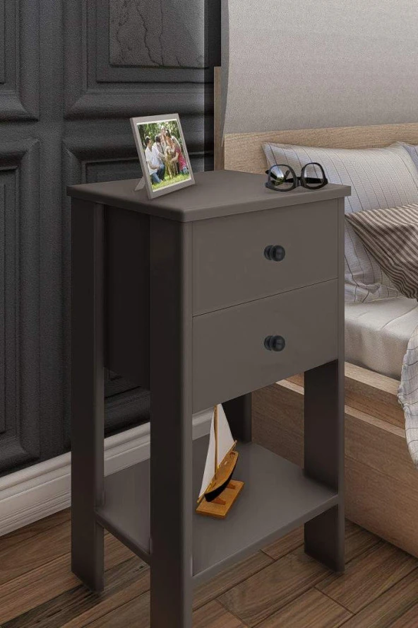 Retro Komodin Antrasit - Nokta Kulp - Resim 4