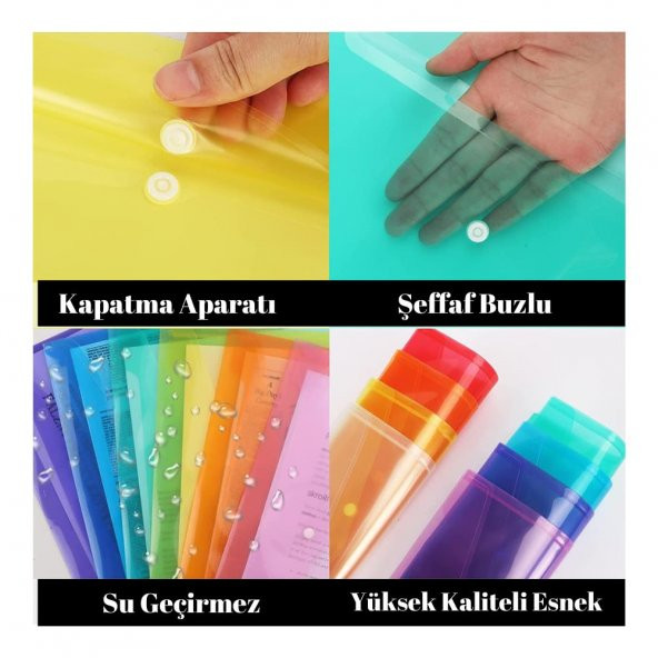 A4 Çıtçıtlı Beyaz Şeffaf Renkli Zarf Dosya 1 Adet Artlantis Çıt Çıtlı Dosya 1 Adet - 3