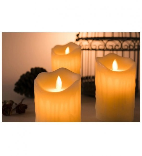 1 Adet Erimiş Görünümlü Hareketli Alevli Led Mum 7 cm Boy - 4