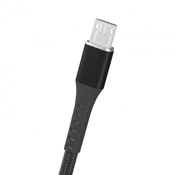FitPlus Strong ST-111 Micro USB Data/Şarj Kablosu 3A 1mt Örgü - Siyah - 3