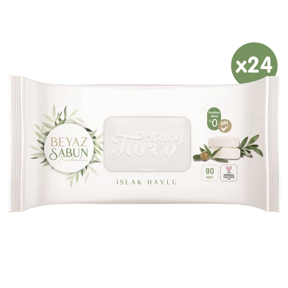 Baby Turco Beyaz Sabun Kokulu Islak Havlu 24x90 - 2