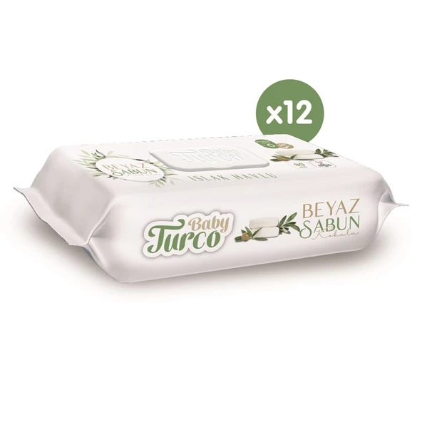 Baby Turco Beyaz Sabun Kokulu 90 Yaprak 12'li Paket Islak Mendil - 3