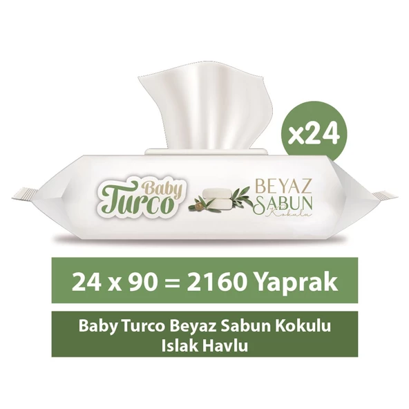 Baby Turco Beyaz Sabun Kokulu Islak Havlu 24x90