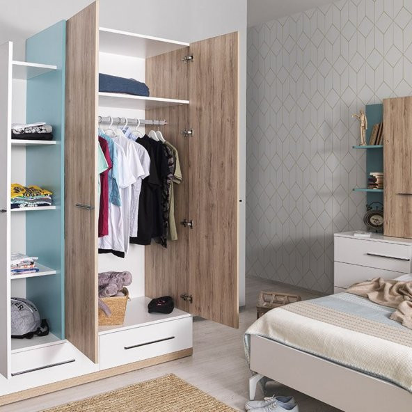 Rengarenk Born Blue 3 Kapaklı  Gardrop - Resim 3