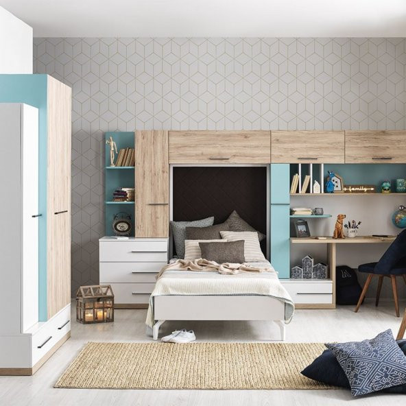 Rengarenk Born Blue 3 Kapaklı  Gardrop - Resim 4