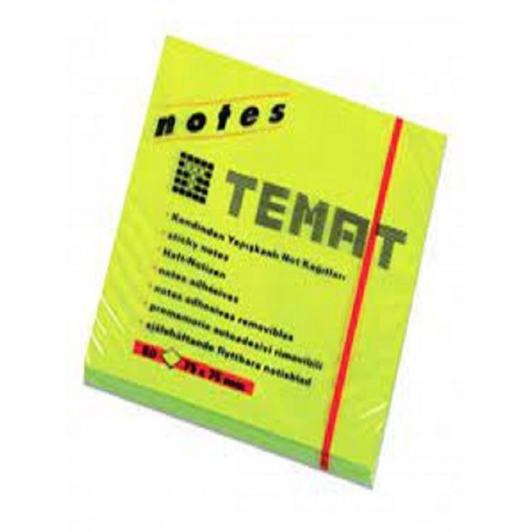 Temat 75x75 mm yeşil Yapışkanlı Not Kağıdı