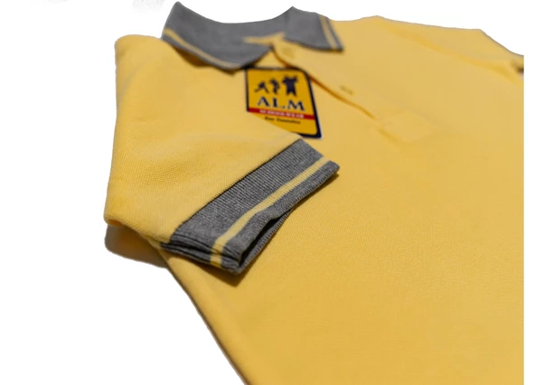 Kısa Kollu Polo Yaka Okul Tişört 5-17 Yaş Lakos Çizgili -Sarı - 2