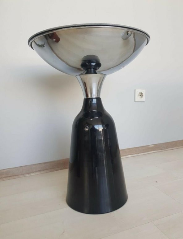 Olympos Dekoratif Parlak Siyah Model Krom Sehpa 50 ve 55 cm - 7