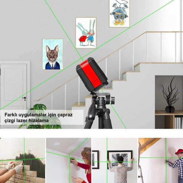 KOBB KBL91GTP 30 Metre Profesyonel Yatay ve Dikey Otomatik Hizalamalı Yeşil Çapraz Çizgi Lazer Distomat + Tripod - 2