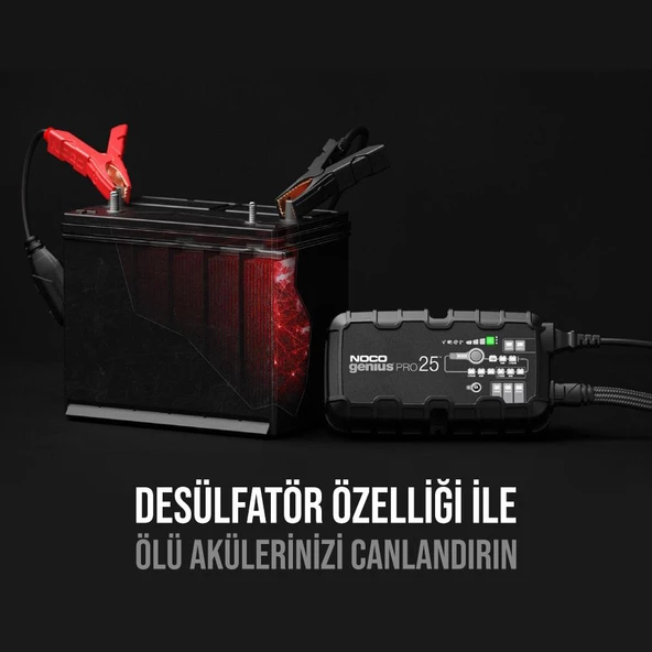 NOCO GENIUSPRO25 6V/12V/24V 1000A Akıllı Akü Şarj ve Akü Bakım/Desülfatör/Power Supply - 3