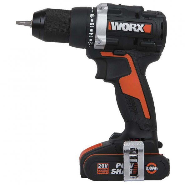 WORX WX102 20Volt/2.0Ah Li-ion Çift Akülü Kömürsüz Profesyonel Şarjlı Matkap - Resim 2